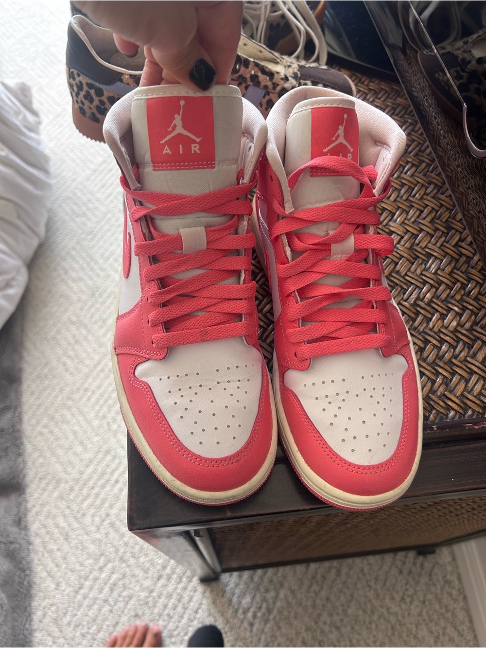 Jordan Women’s Pink and White Mid-Top Sneakers - Picture 2 of 5